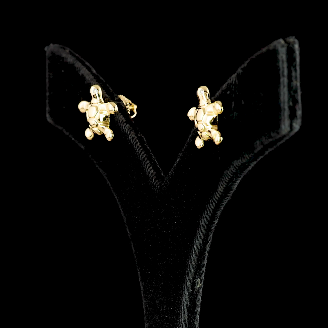 0.03 CTTW Round Lab Diamond Symbol Earring 18k Yellow Gold F Color and VS2 Clarity jewelry-spot-usa