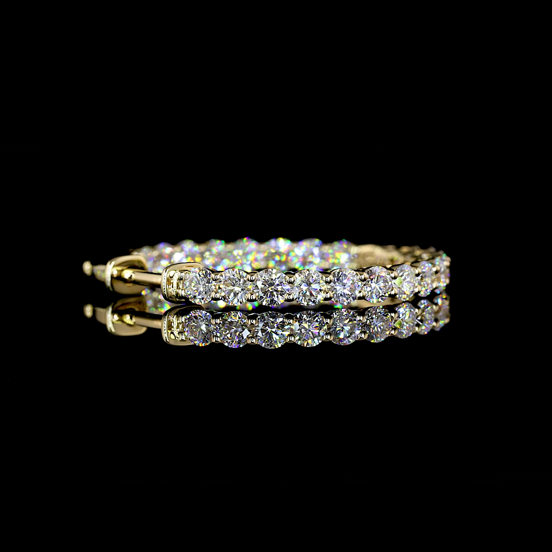 2.29 CTTW Round Lab Diamond Hoops Earring 23.4mm 14k Yellow Gold E Color and VS Clarity jewelry-spot-usa
