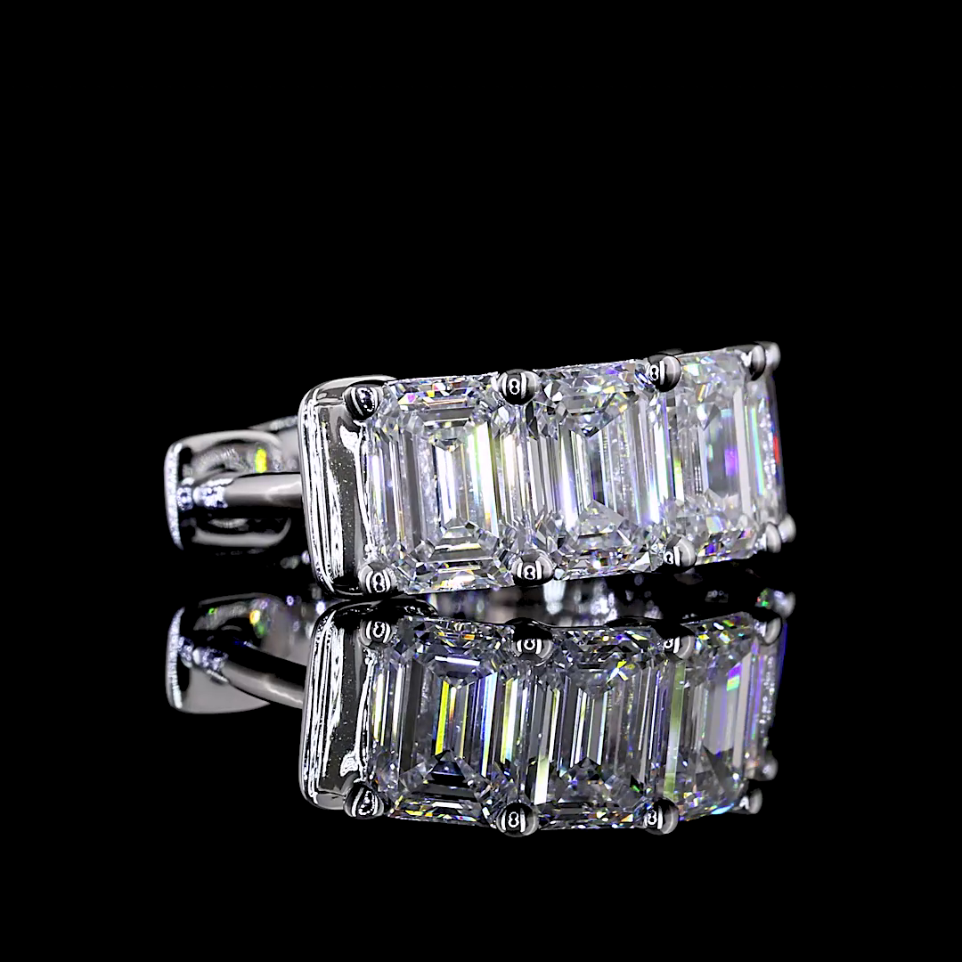 3.20 CTTW Emerald Lab Diamond Huggies Earring