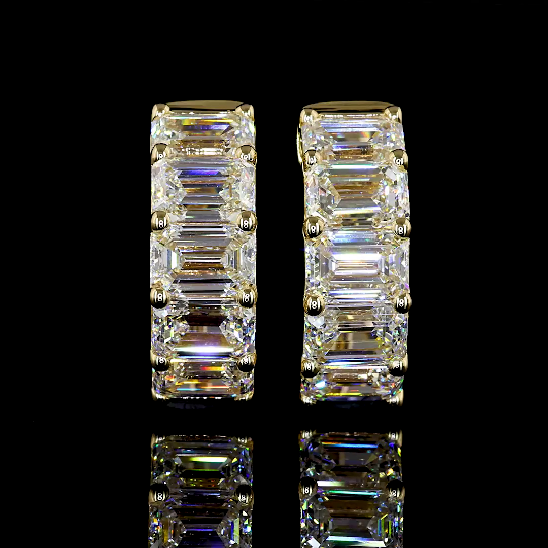 3.29 CTTW Emerald Lab Diamond Huggies Earring 14.9mm 14k Yellow Gold E Color and VS2 Clarity jewelry-spot-usa