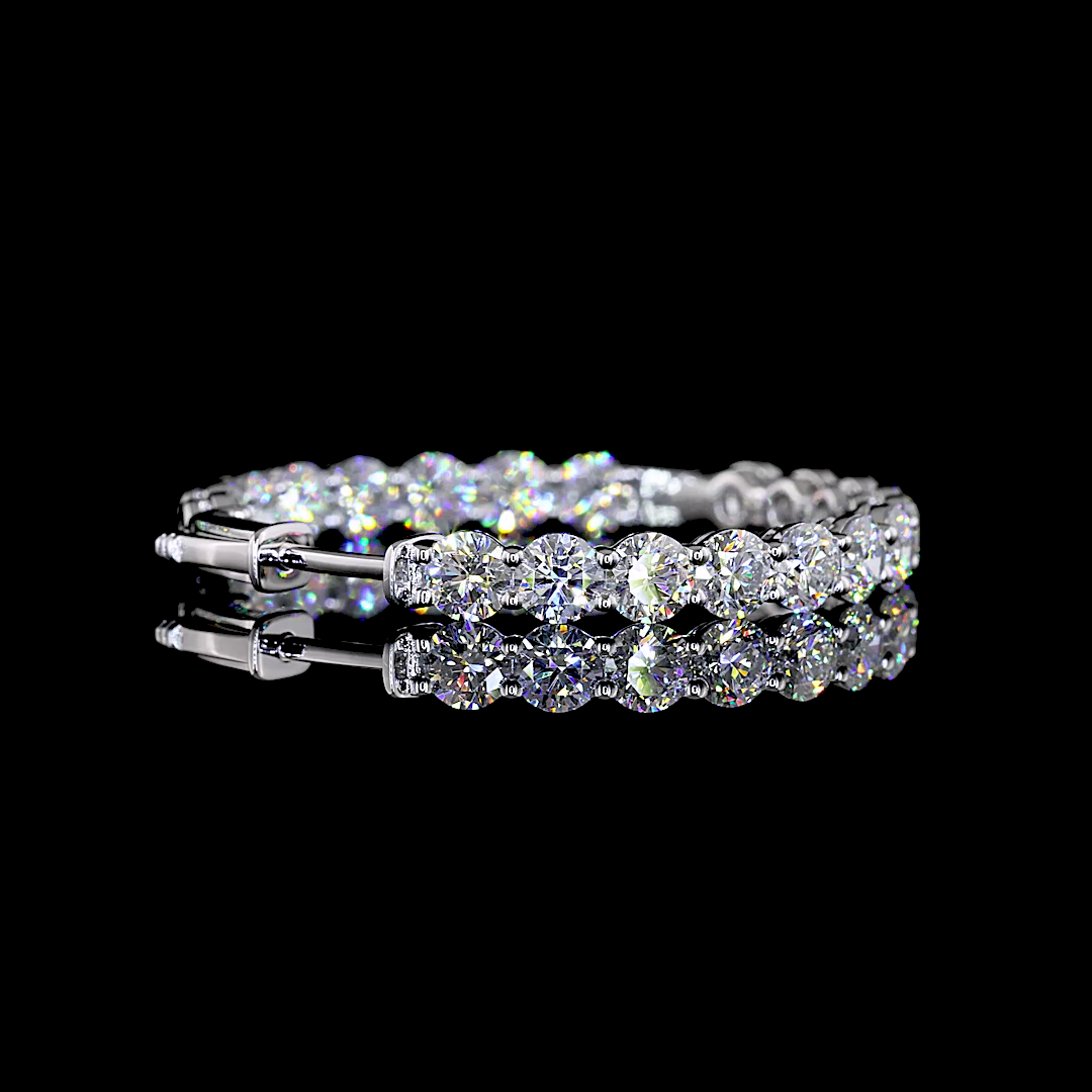 6.07 CTTW Round Lab Diamond Hoops Earring 38mm 14k White Gold F Color and VS1 Clarity jewelry-spot-usa