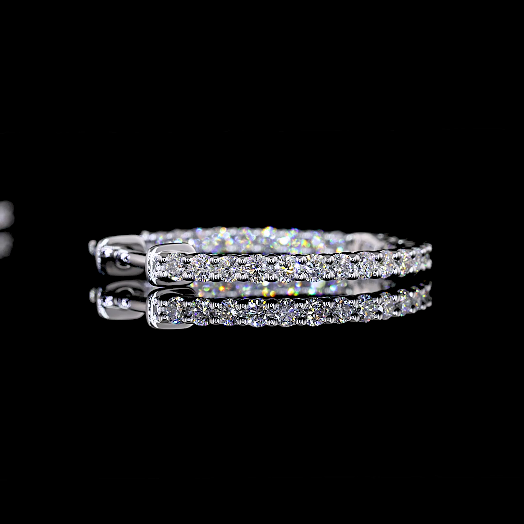 1.03 CTTW Round Lab Diamond Hoops Earring 25mm 14k White Gold F Color and VS2 Clarity jewelry-spot-usa