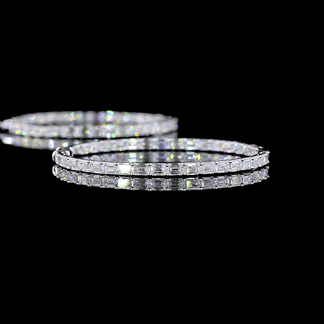 7.10 CTTW Emerald Lab Diamond Hoops Earring 14k White Gold E Color and VS1 Clarity jewelry-spot-usa