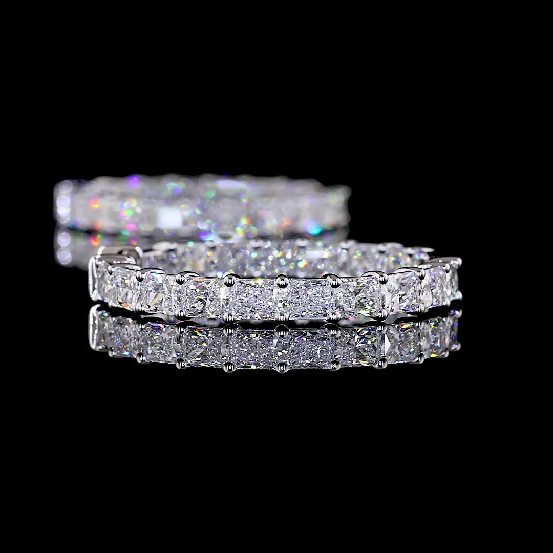 6.99 CTTW Radiant Lab Grown Diamond Hoops Earring 30mm (E Color and VS Clarity)