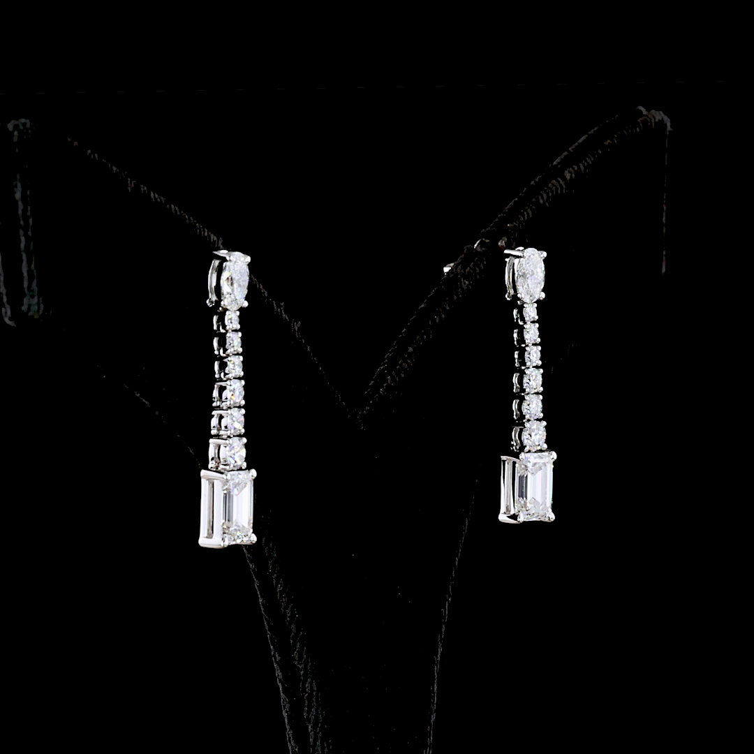 3.05 CTTW MIX Lab Diamond Hanging Earring 14k White Gold E Color and VS2 Clarity jewelry-spot-usa
