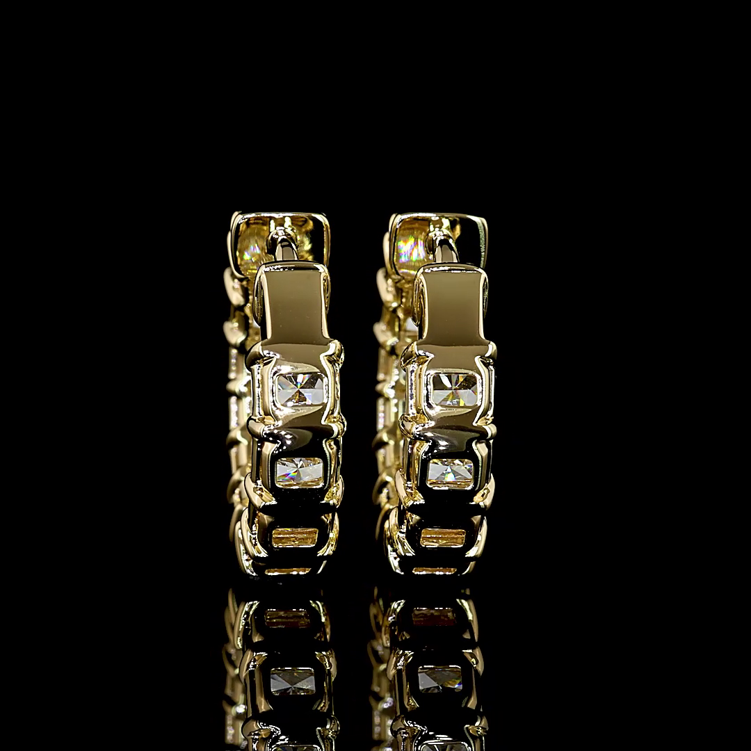 3.40 CTTW Radiant Lab Grown Diamond Huggies Earring 16.3mm (E Color and VS2 Clarity)