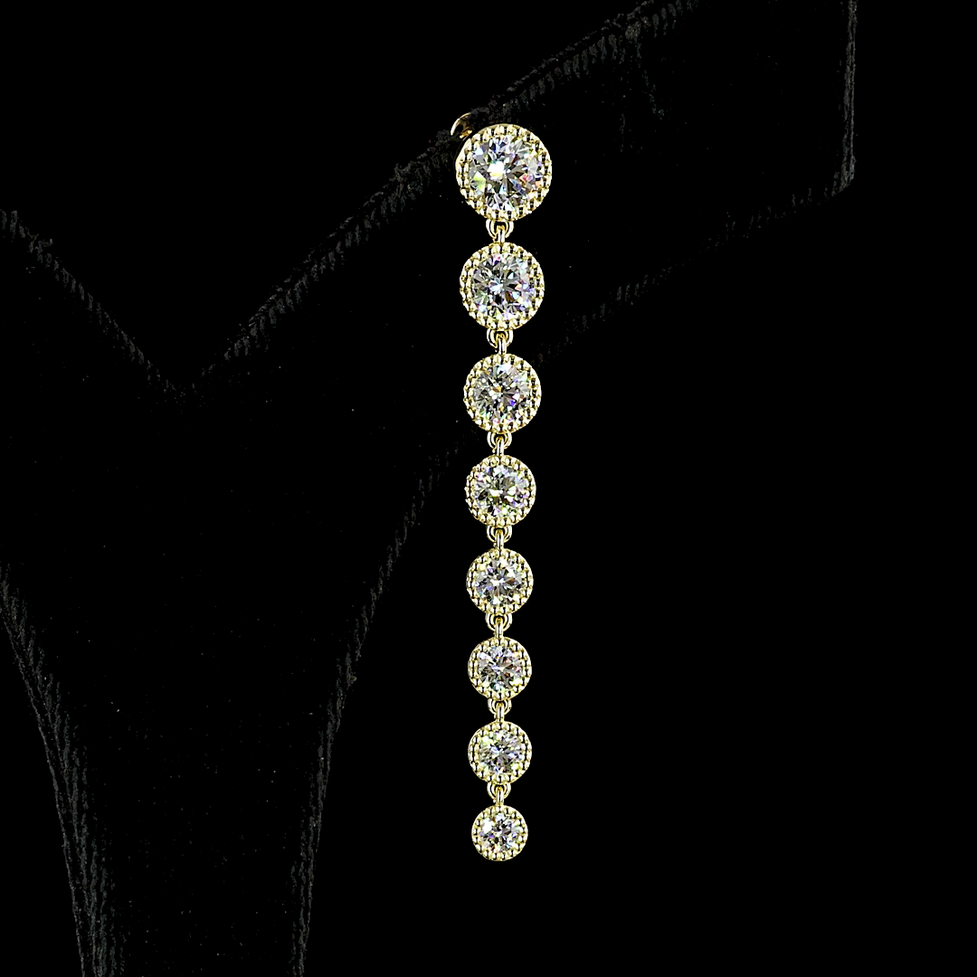 3.55 CTTW Round Lab Diamond Hanging Earring 14k White Gold (E Color and VS Clarity)