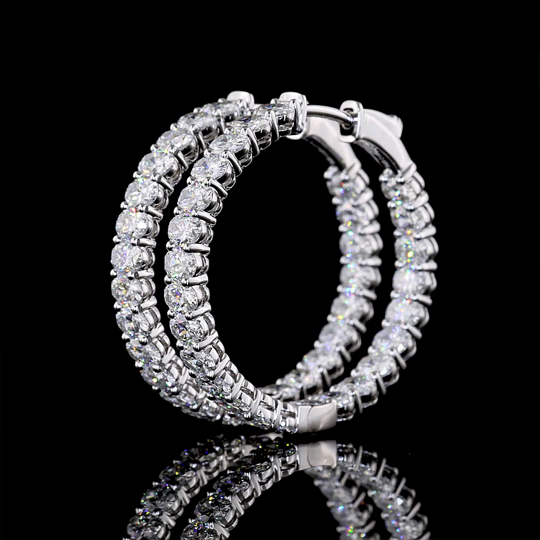 4.93 CTTW Oval Lab Grown Diamond Hoops Earring 28mm