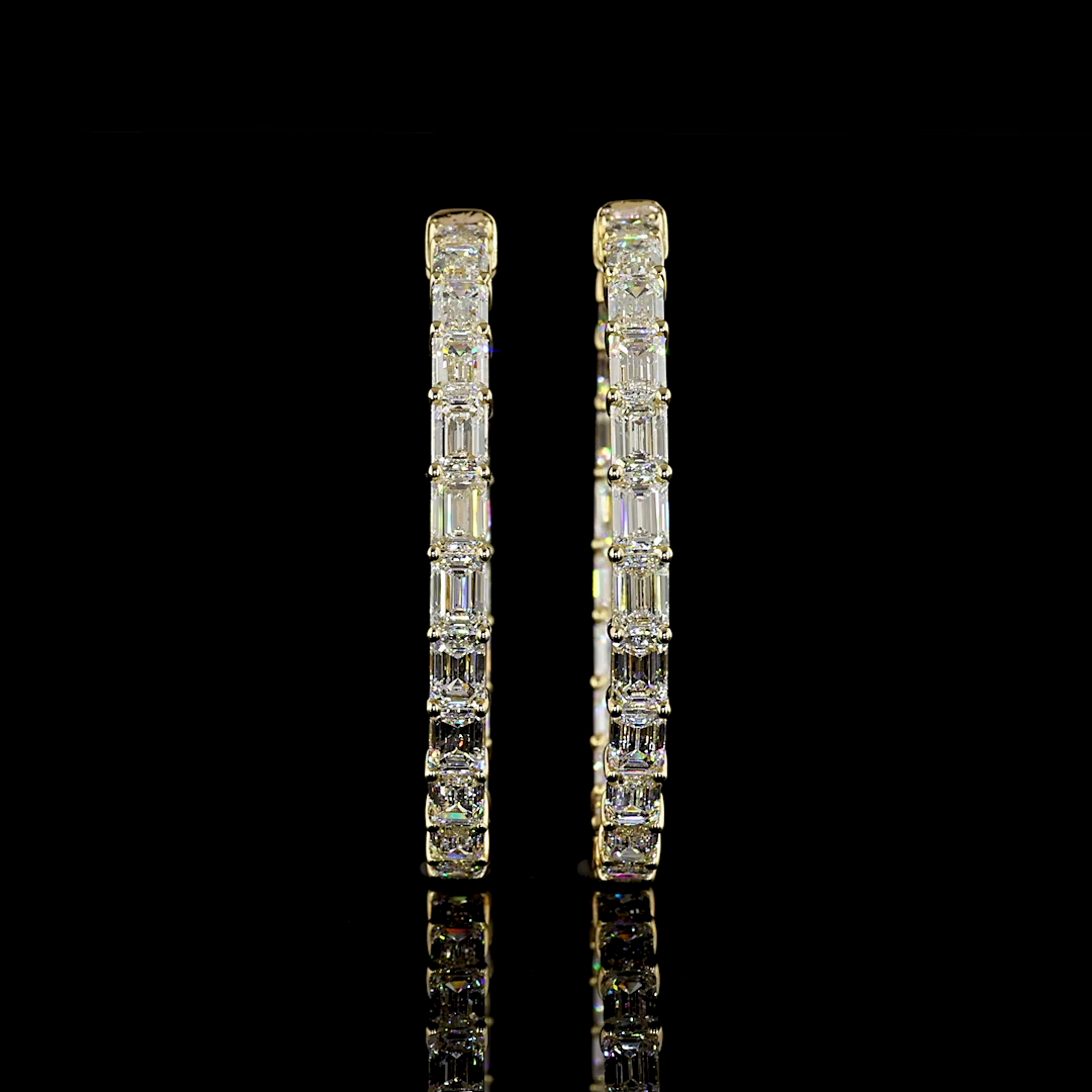 11.12 CTTW Emerald Lab Diamond Hoops Earring (E Color and VS Clarity)