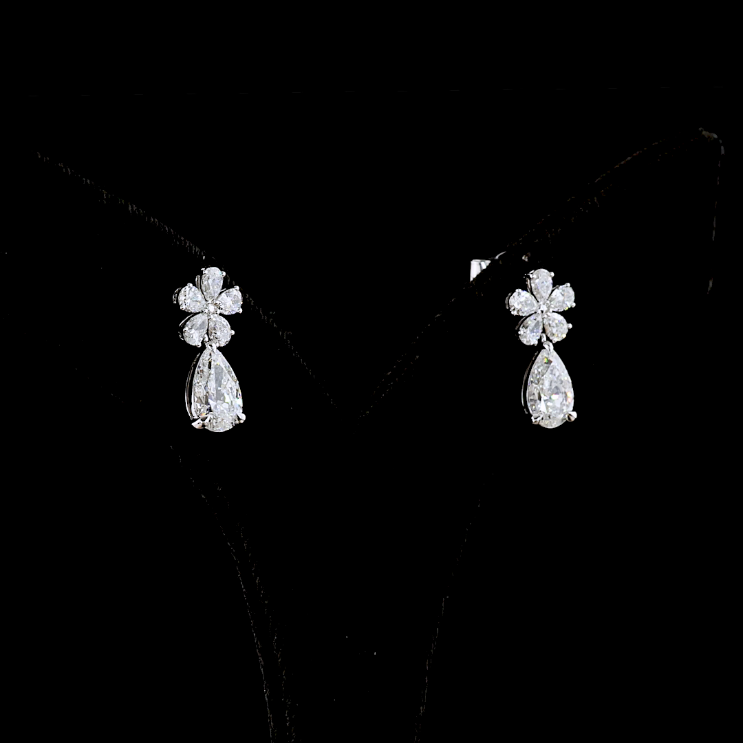 2.71 CTTW Pear Lab Diamond Hanging Earring (E Color and VS Clarity)