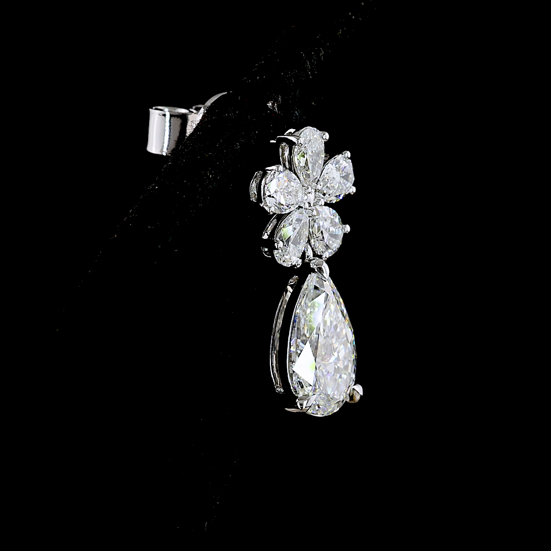2.71 CTTW Pear Lab Diamond Hanging Earring (E Color and VS Clarity)