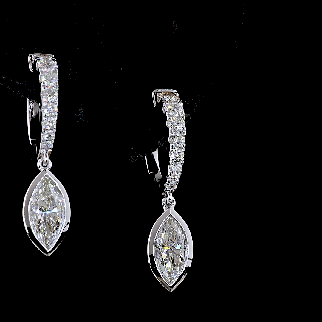 1.96 CTTW Marquise Lab Grown Diamond Hanging Earring (E Color and VS Clarity)
