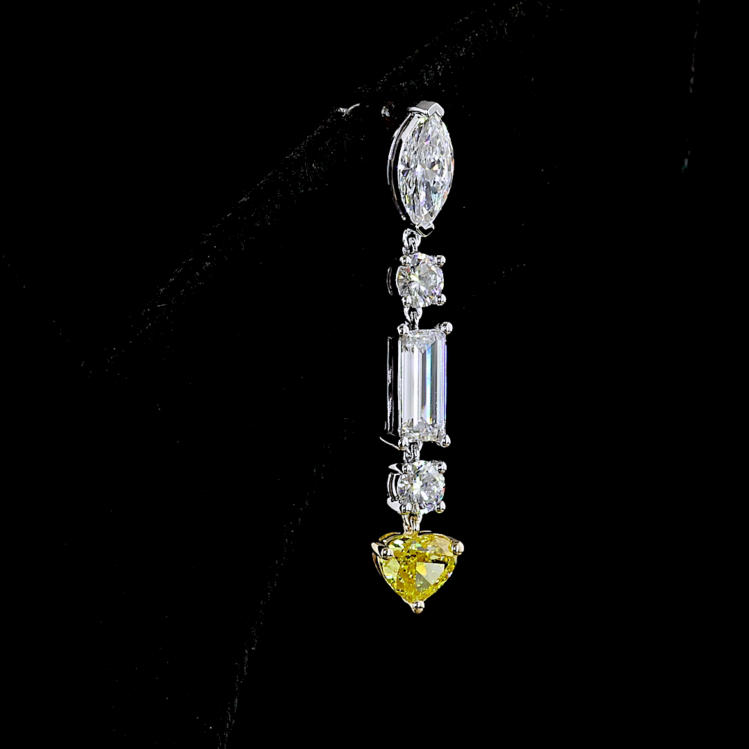 3.86 CTTW MIX Lab Diamond Hanging Earring (Very Light Yellow Color and VVS2 Clarity)