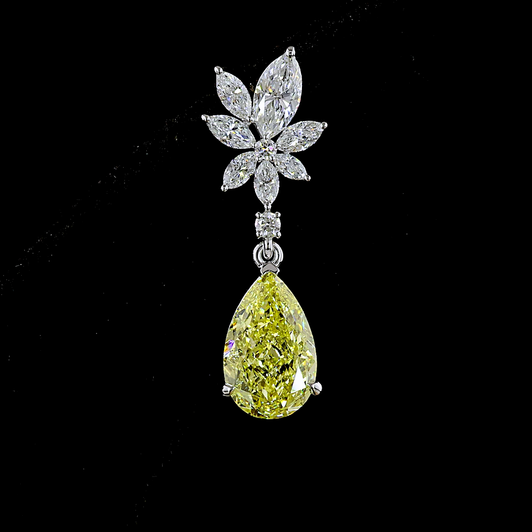 5.53 CTTW MIX Lab Diamond Hanging Earring (Fancy Intense Yellow Color and VS1 Clarity)