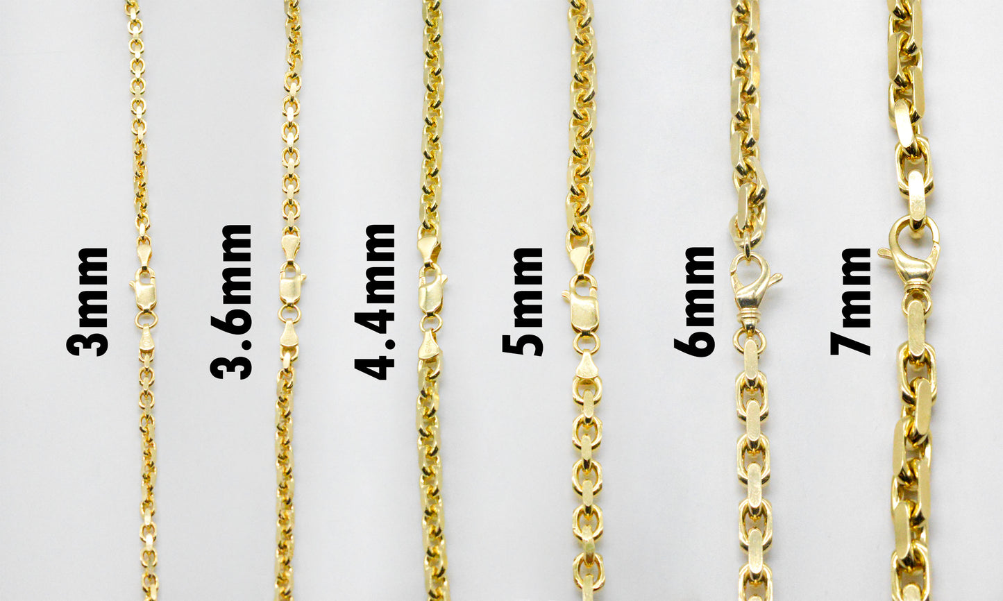 6mm Solid Gold Cable Link Necklace Solid Gold Cable Style Chains