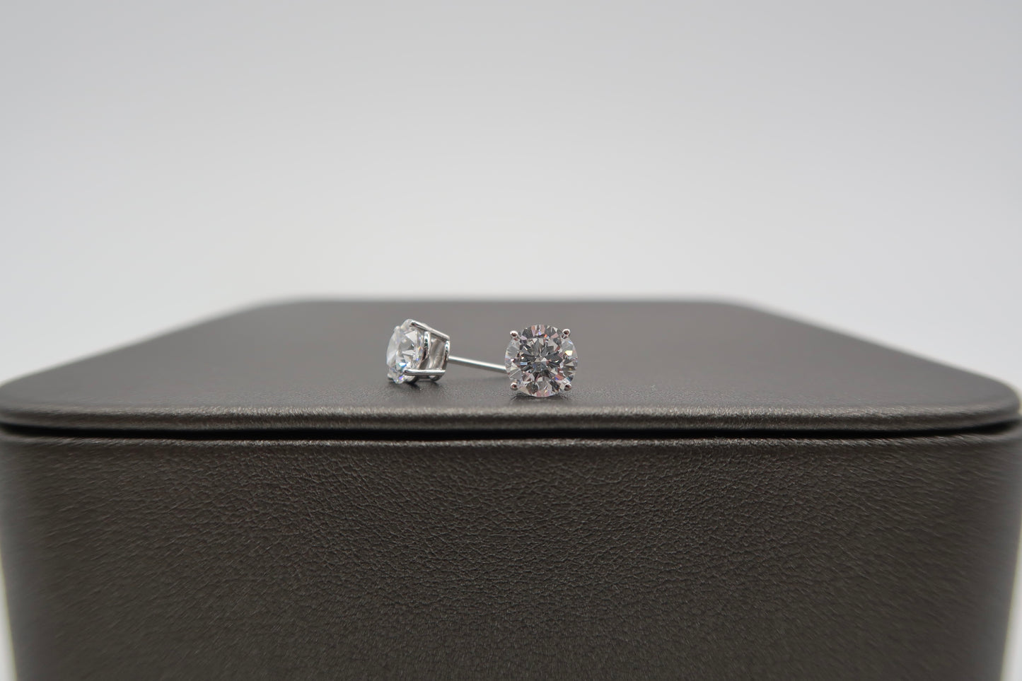 2 CTTW Round Lab Diamond Studs 14K White Gold (F VS1)