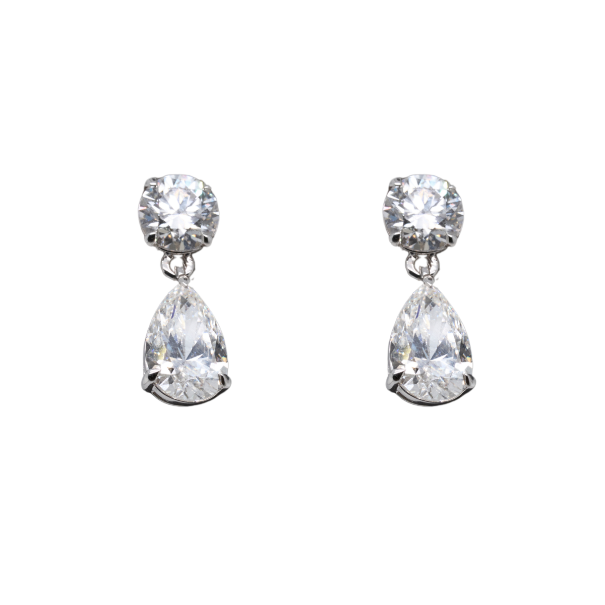 4.03 CTTW Round Lab-Grown Diamond Drop Earrings in 14K White Gold