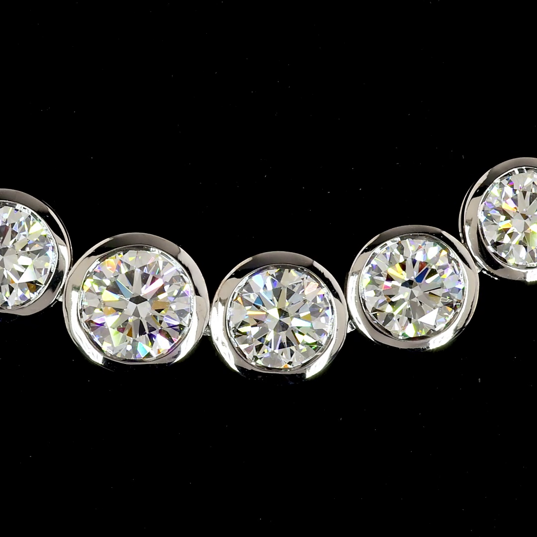 24.36 CTTW Round Lab Diamond Riviera Necklace 18" 14k White Gold F Color and VS2 Clarity jewelry-spot-usa