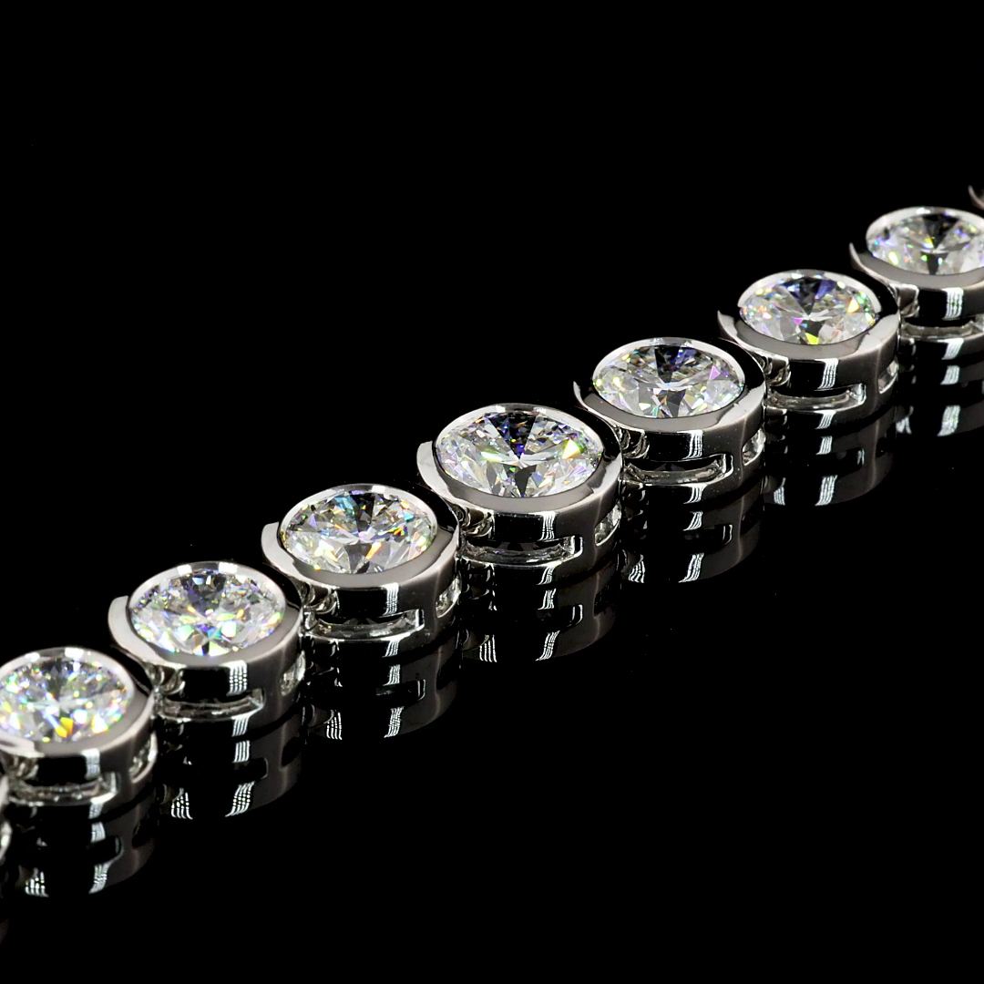 24.36 CTTW Round Lab Diamond Riviera Necklace 18" 14k White Gold F Color and VS2 Clarity jewelry-spot-usa