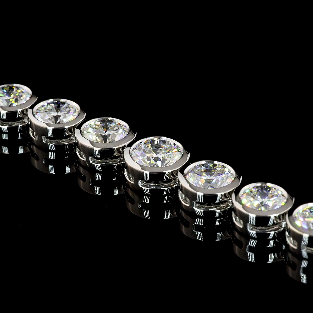 24.36 CTTW Round Lab Diamond Riviera Necklace 18" 14k White Gold F Color and VS2 Clarity jewelry-spot-usa