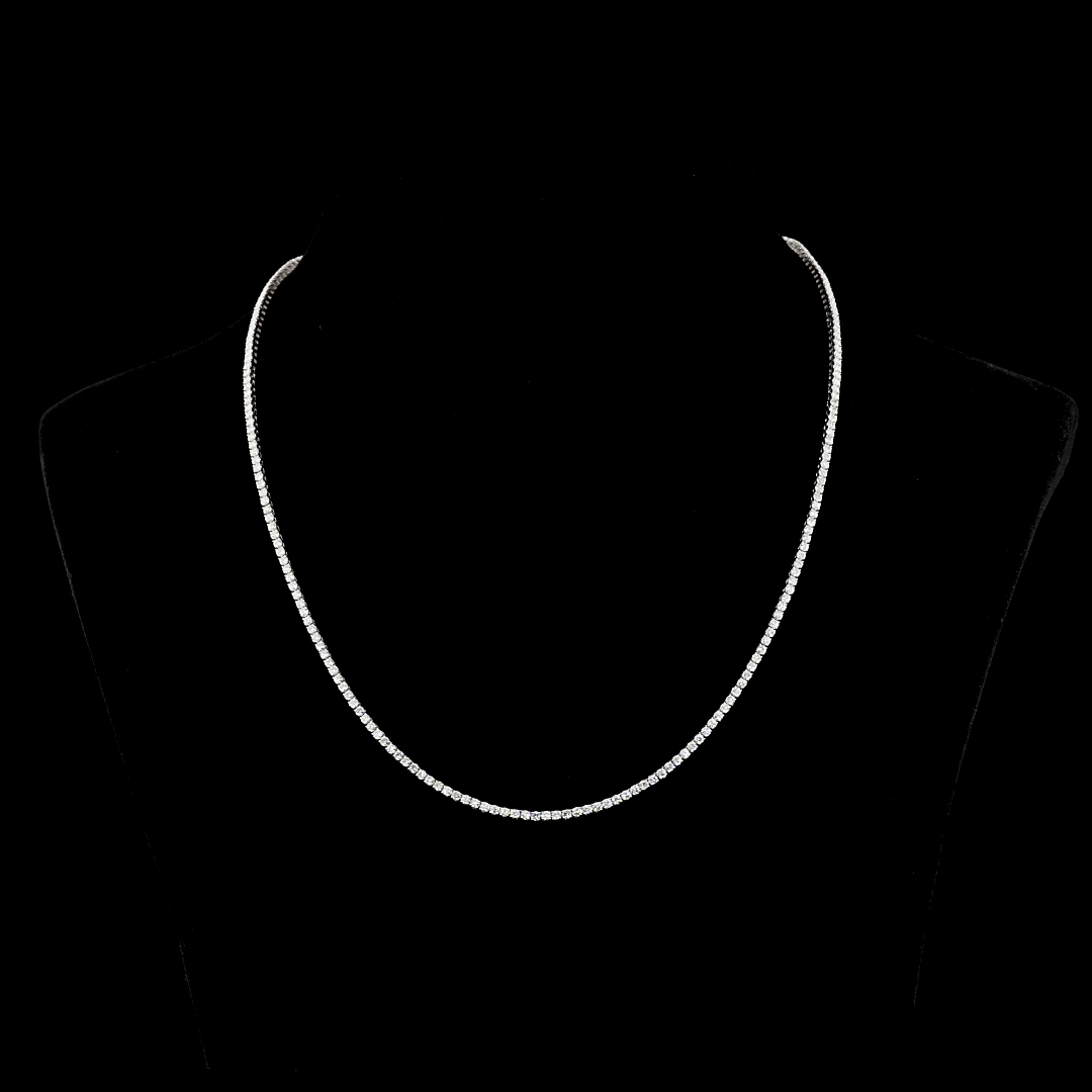 4.93 CTTW Round Lab Diamond Tennis Necklace 18" 14k White Gold (F Color and VS2 Clarity)
