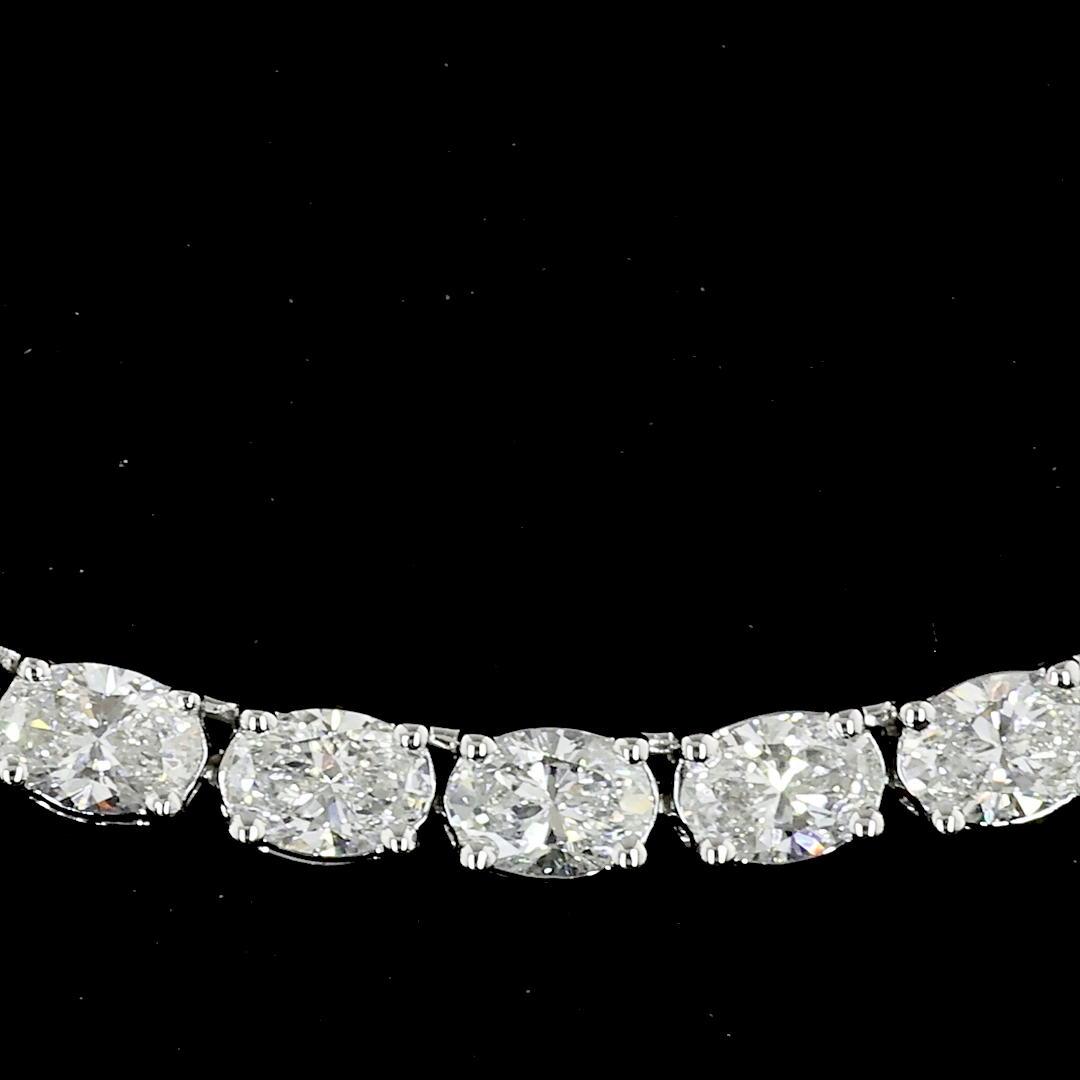 10.04 CTTW Oval Lab Diamond Tennis Necklace 16.5" 14k White Gold (F Color and VS2 Clarity)
