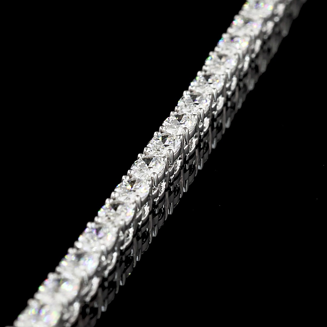 10.04 CTTW Oval Lab Diamond Tennis Necklace 16.5" 14k White Gold (F Color and VS2 Clarity)