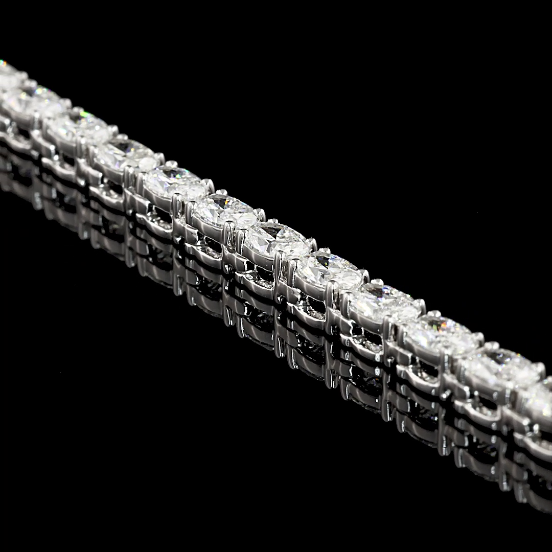 10.04 CTTW Oval Lab Diamond Tennis Necklace 16.5" 14k White Gold (F Color and VS2 Clarity)