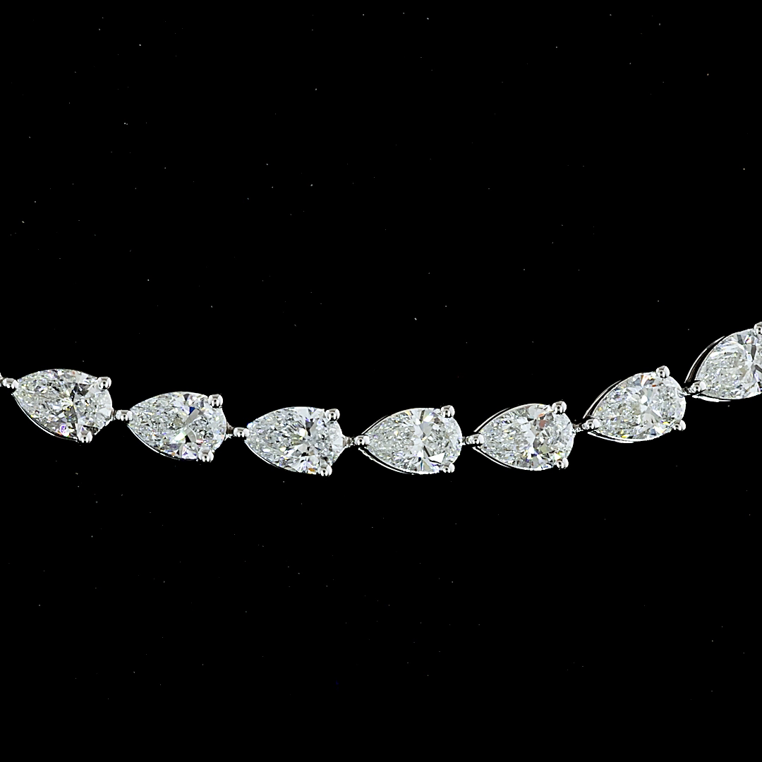 9.95 CTTW Pear Lab Diamond Tennis Necklace 16" 14k White Gold F Color and VS1 Clarity jewelry-spot-usa
