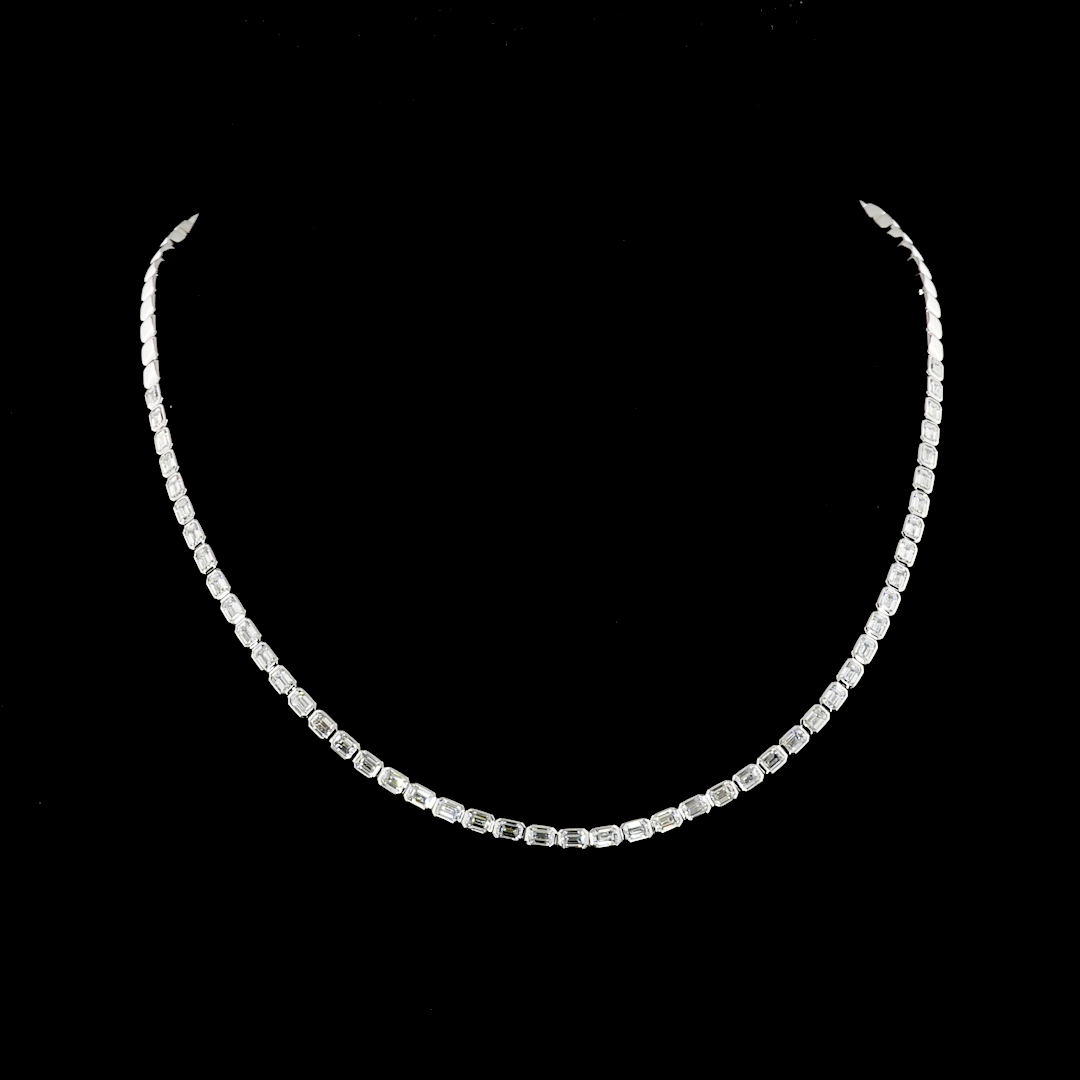 5.44 CTTW Emerald Lab Diamond Tennis Necklace 16" (F Color and VS1 Clarity)