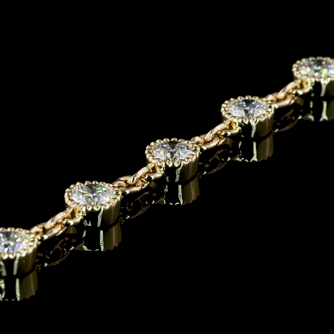 5.00 CTTW Round Lab Diamond Station Line Tennis Necklace 16" 14k Yellow Gold (E Color and VS1 Clarity)