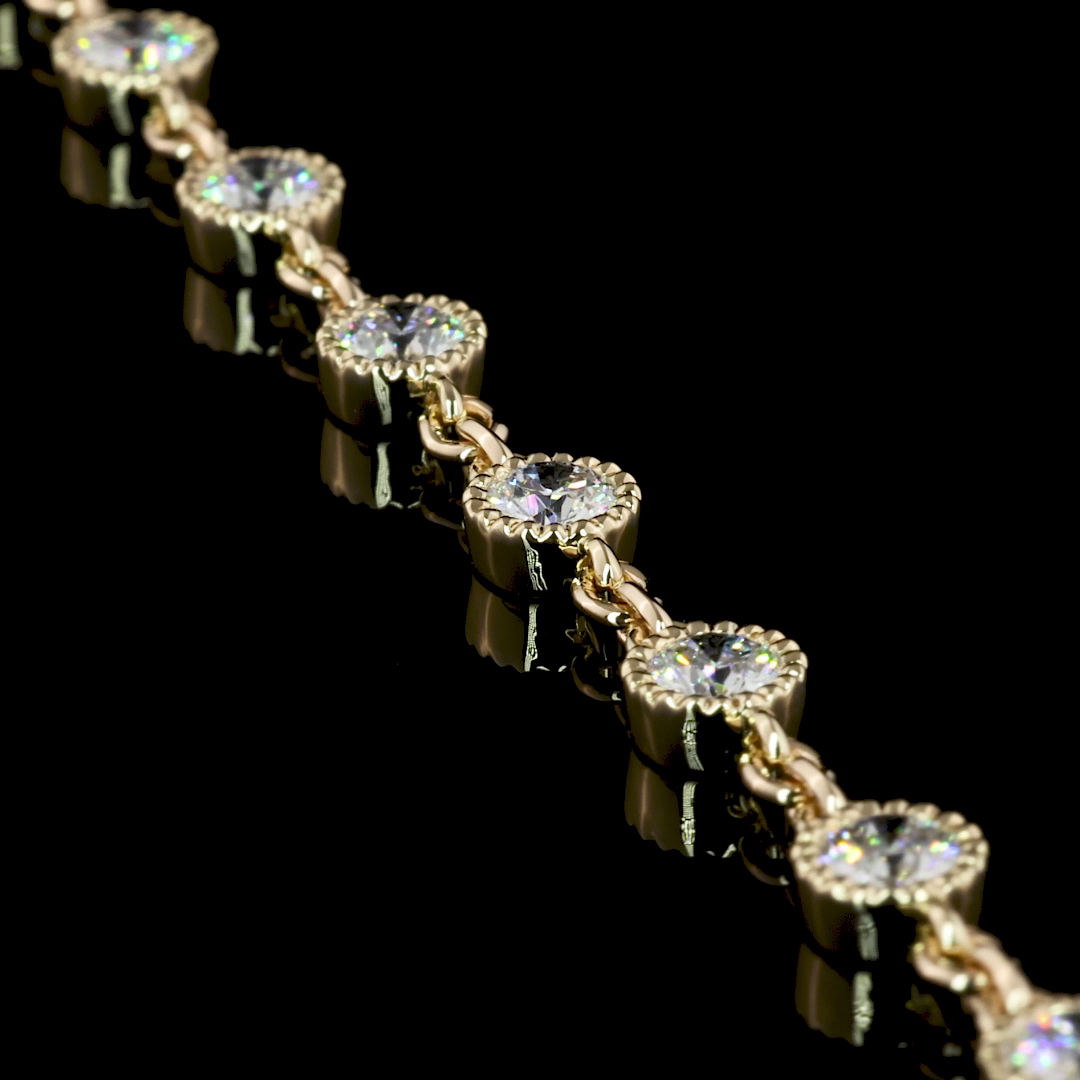 5.00 CTTW Round Lab Diamond Station Line Tennis Necklace 16" 14k Yellow Gold (E Color and VS1 Clarity)