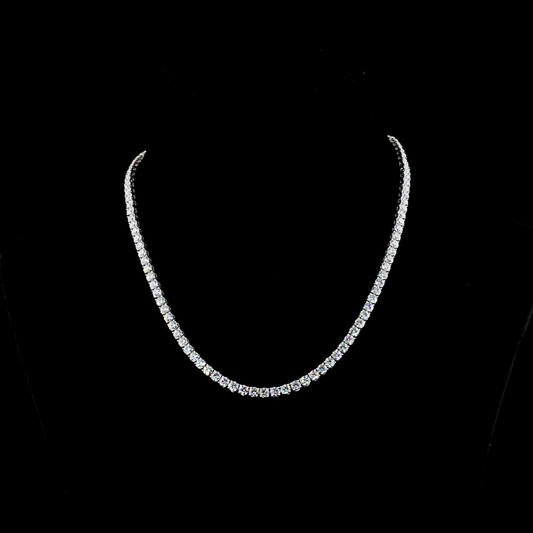 17.56 CTTW Round Lab Diamond Tennis Necklace 16" 14k White Gold E Color and VS Clarity jewelry-spot-usa