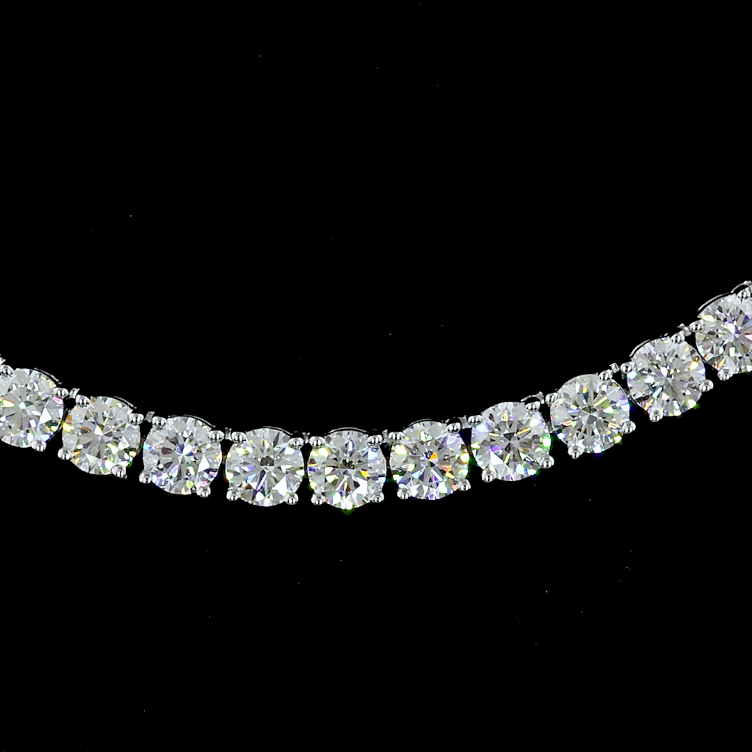 14.11 CTTW Round Lab Diamond Tennis Necklace 17" 14k White Gold E Color and VS Clarity jewelry-spot-usa
