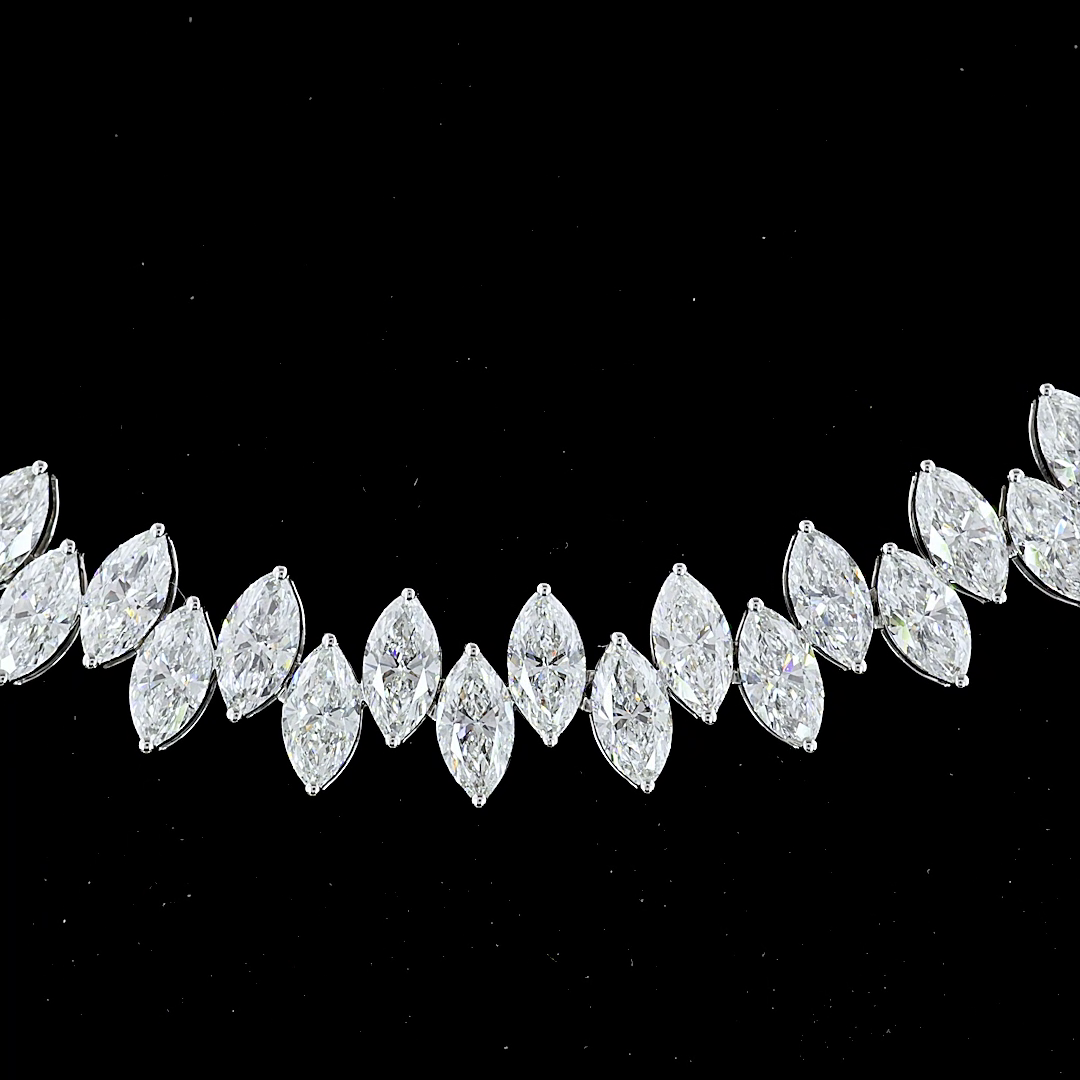 24.70 CTTW Marquise Lab Diamond Tennis Necklace 16" 14k White Gold E Color and VS Clarity jewelry-spot-usa