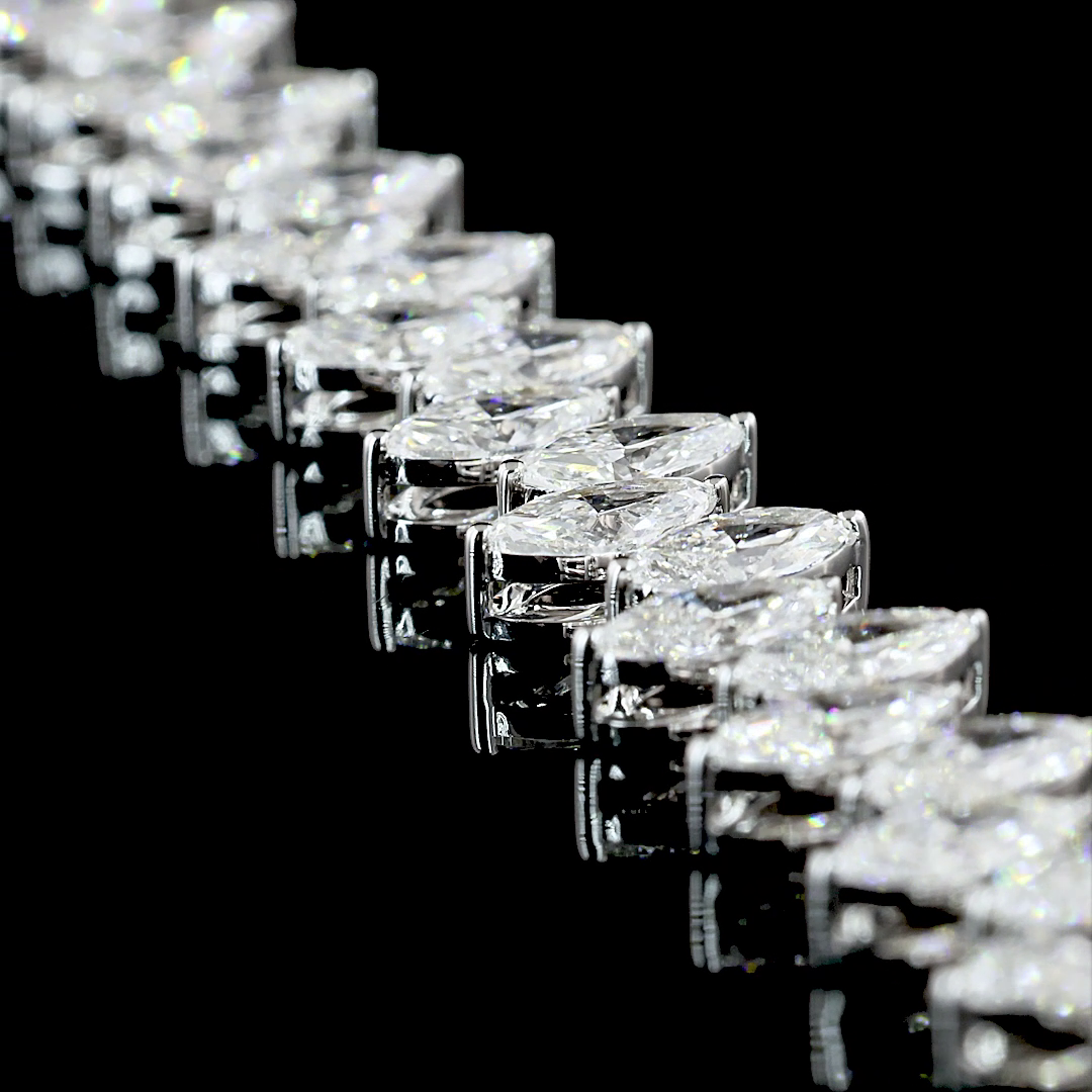 24.70 CTTW Marquise Lab Diamond Tennis Necklace 16" 14k White Gold E Color and VS Clarity jewelry-spot-usa