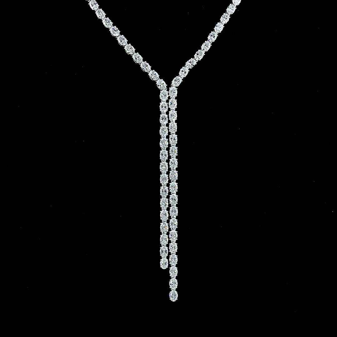 13.89 CTTW Oval Lab Diamond Lariat Necklace (E Color and VS Clarity)