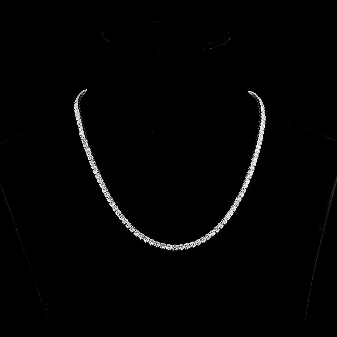 15.57 CTTW Round Lab Diamond Tennis Necklace (F Color and VS2 Clarity)