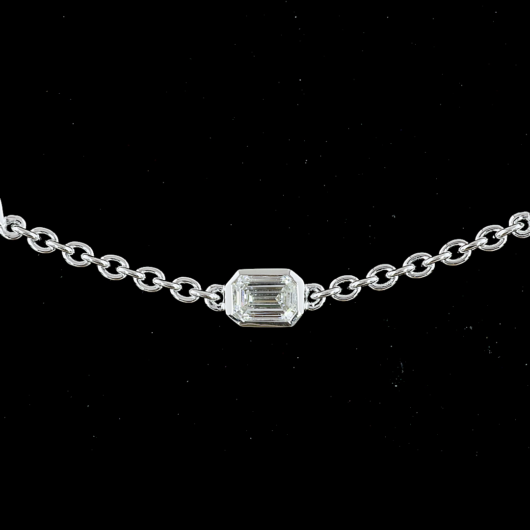 2.82 CTTW MIX Lab Diamond Station Necklace 18" 14k White Gold (E Color and VVS2 Clarity)