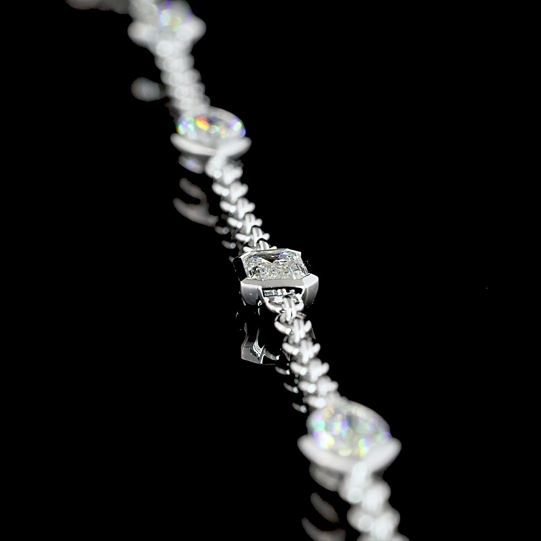 2.82 CTTW MIX Lab Diamond Station Necklace 18" 14k White Gold (E Color and VVS2 Clarity)