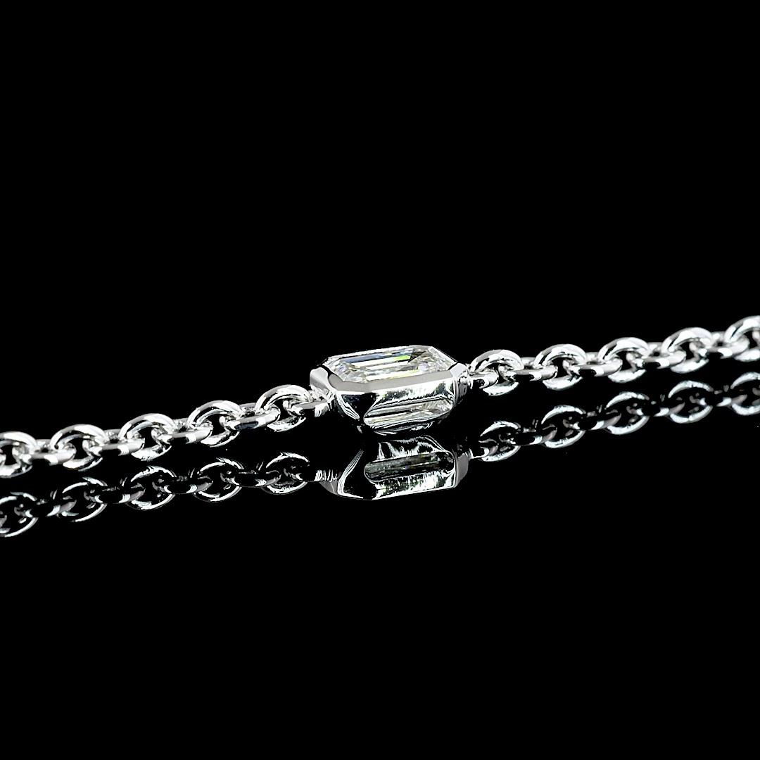 2.82 CTTW MIX Lab Diamond Station Necklace 18" 14k White Gold E Color and VVS2 Clarity jewelry-spot-usa