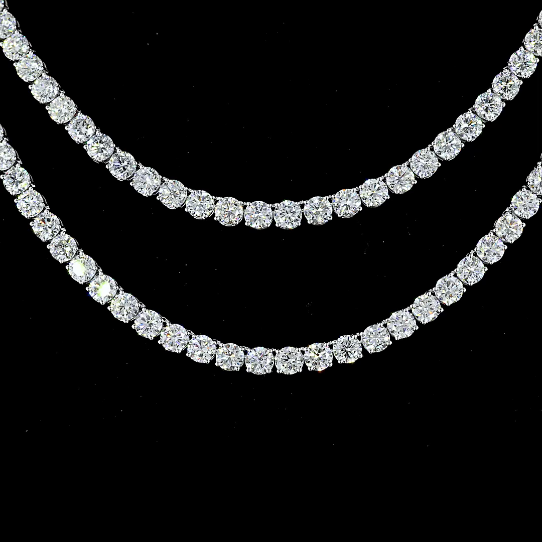41.25 CTTW Round Lab Diamond Tennis Necklace (E Color and VS2 Clarity)