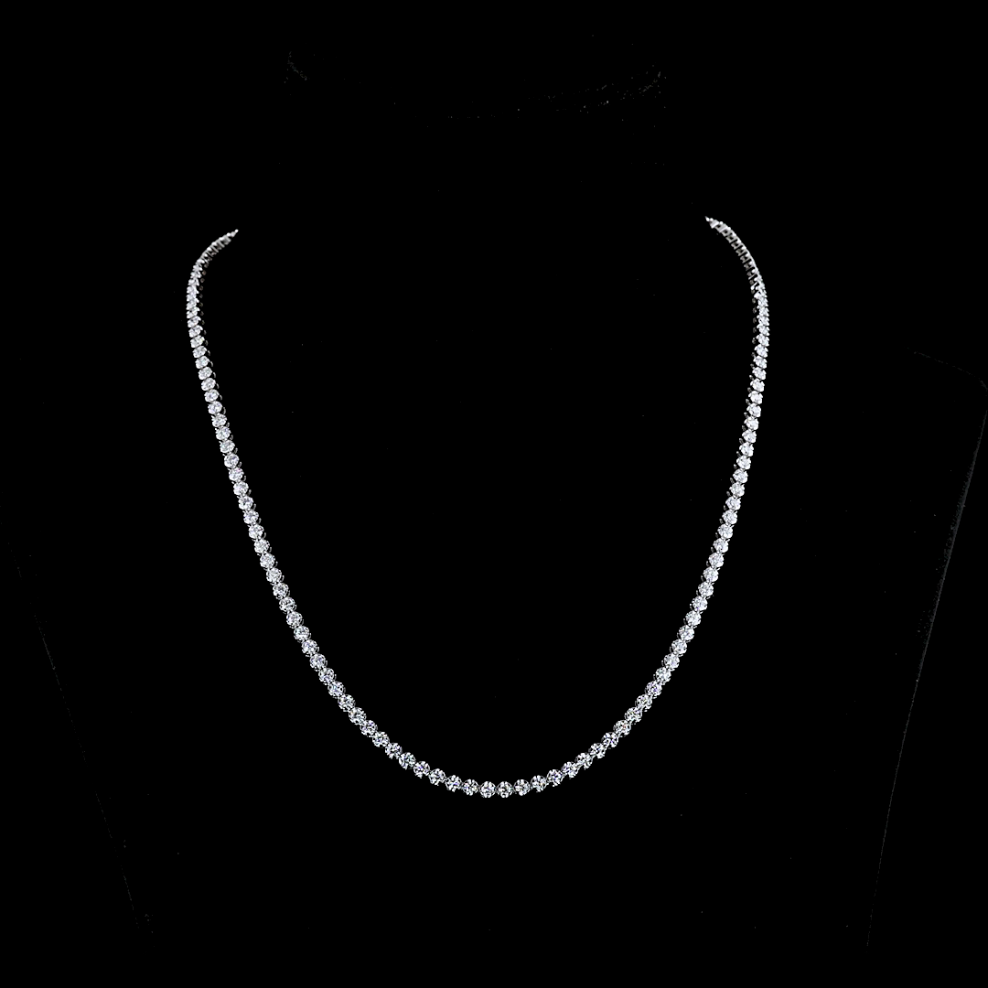 6.63 CTTW Round Lab Diamond Tennis Necklace 18" 14k White Gold (E Color and VS Clarity)