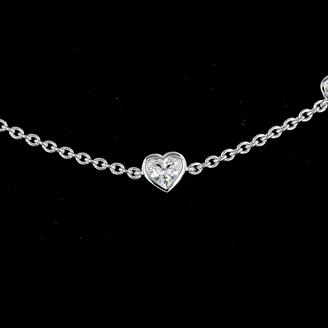 3.15 CTTW Heart Lab Diamond Station Necklace 18" 14k White Gold E Color and VS Clarity jewelry-spot-usa