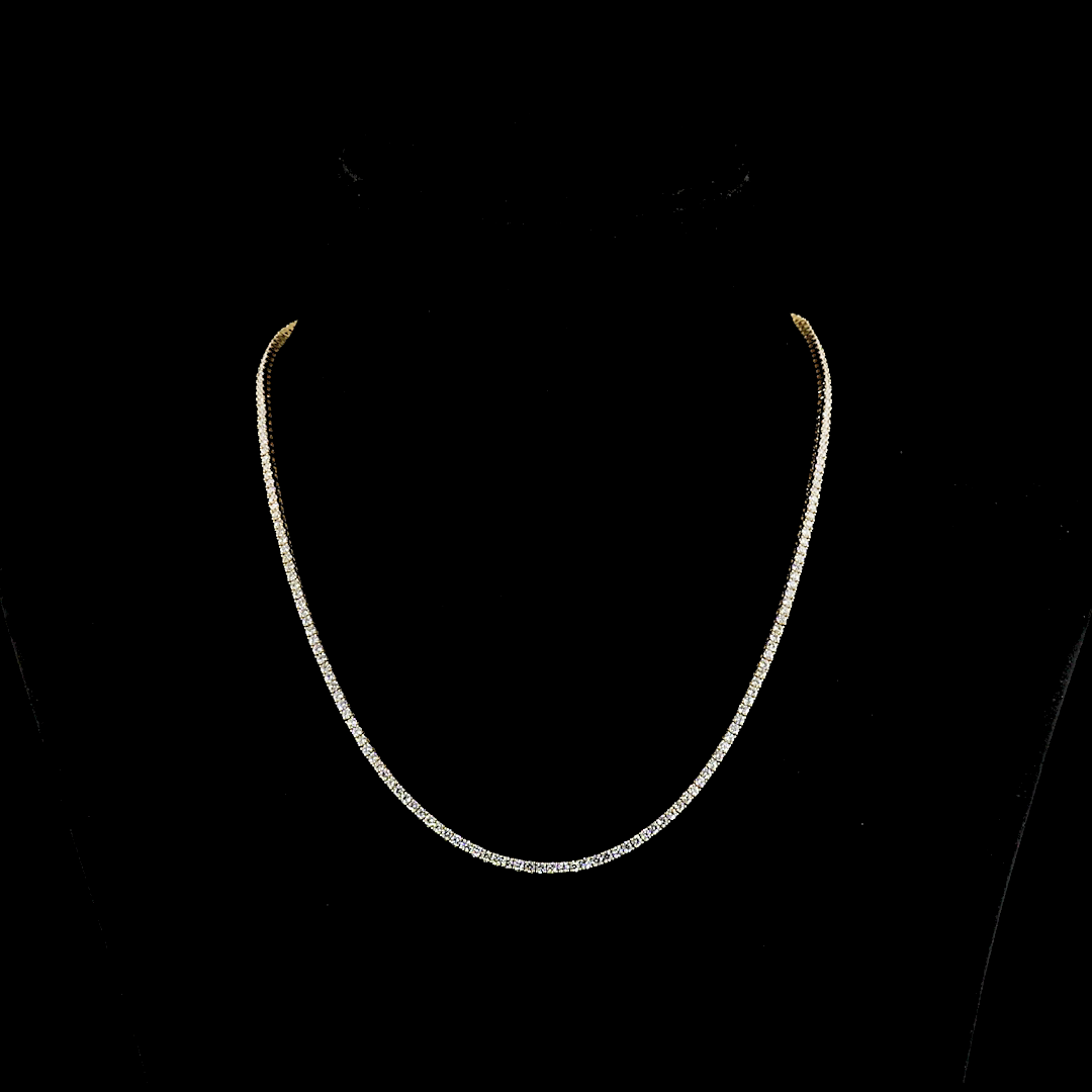 5.20 CTTW Round Lab Diamond Tennis Necklace 16.5" 14k Yellow Gold E Color and VS Clarity jewelry-spot-usa