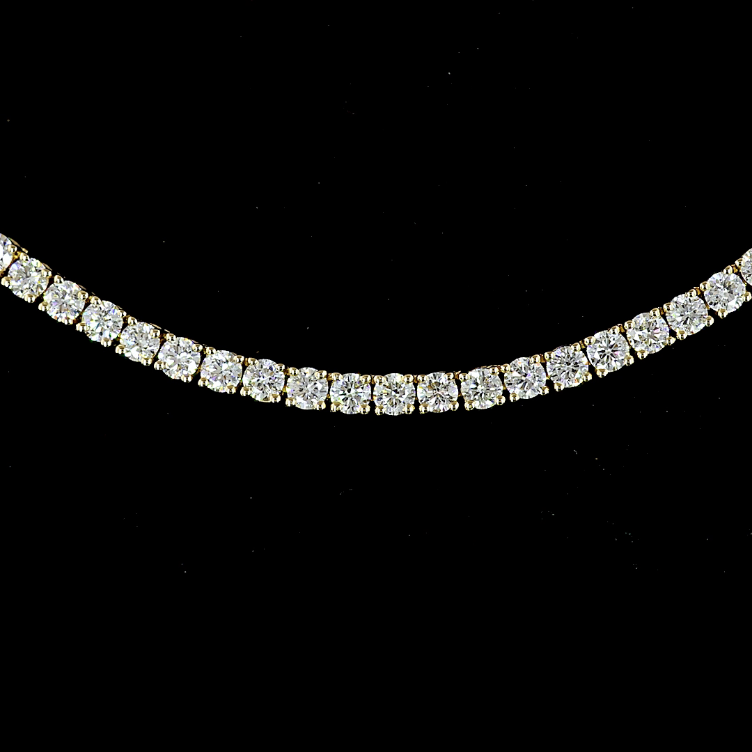5.20 CTTW Round Lab Diamond Tennis Necklace 16.5" 14k Yellow Gold E Color and VS Clarity jewelry-spot-usa