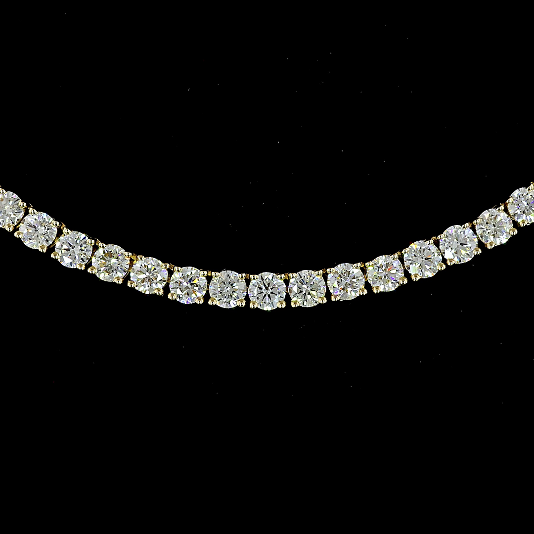 10.00 CTTW Round Lab Diamond Tennis Necklace 16.5" 14k Yellow Gold E Color and VS Clarity jewelry-spot-usa