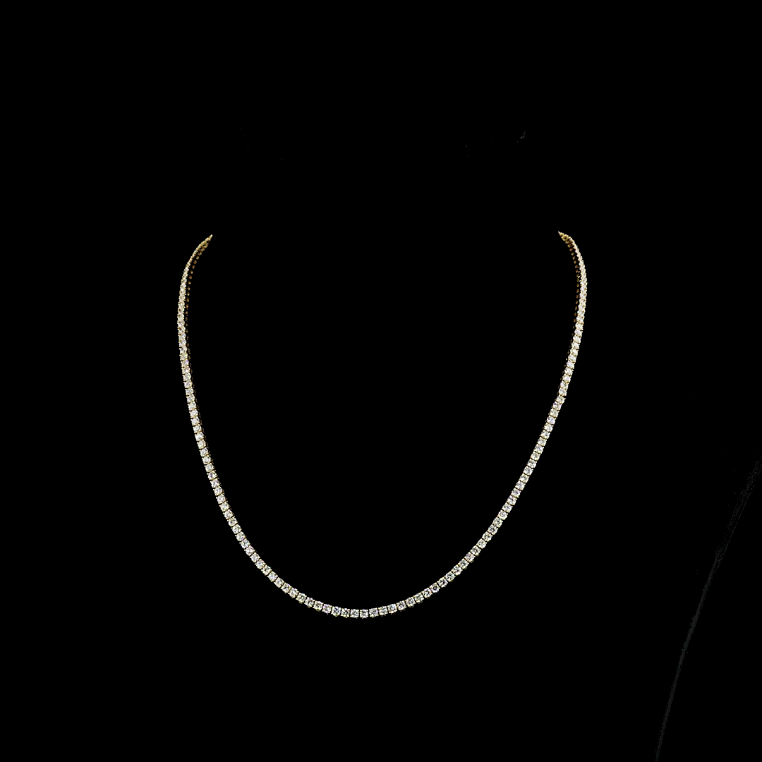 8.07 CTTW Round Lab Diamond Tennis Necklace 16.5" 14k Yellow Gold E Color and VS1 Clarity jewelry-spot-usa