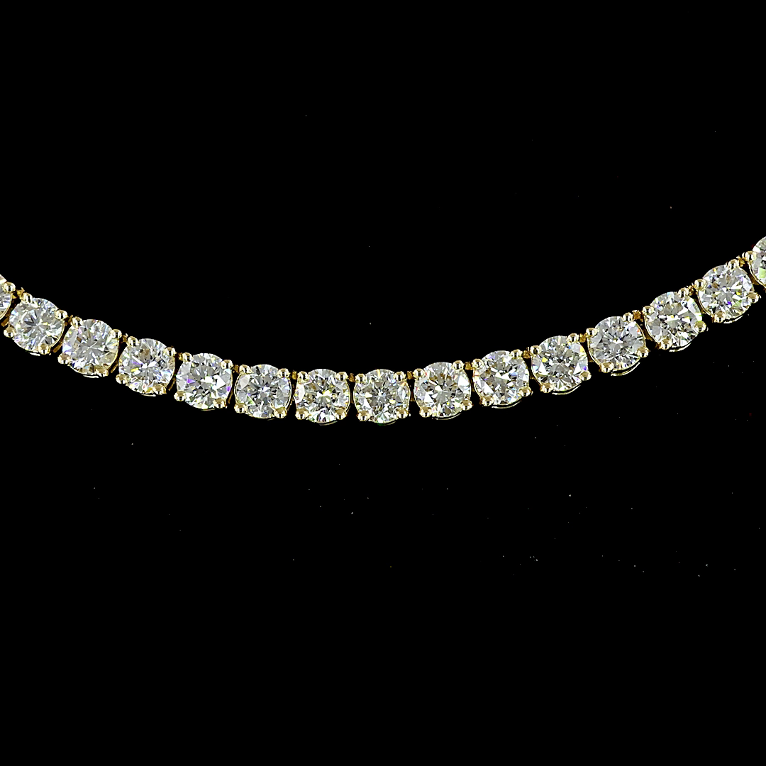 8.07 CTTW Round Lab Diamond Tennis Necklace 16.5" 14k Yellow Gold E Color and VS1 Clarity jewelry-spot-usa