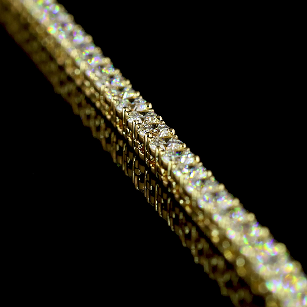8.07 CTTW Round Lab Diamond Tennis Necklace 16.5" 14k Yellow Gold E Color and VS1 Clarity jewelry-spot-usa